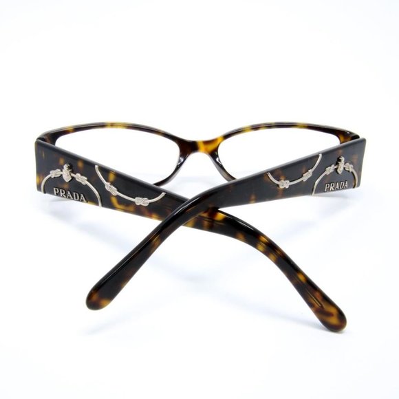 Prada Signature Havana Eyeglasses With Chrome Hardware Prescription Glasses - Picture 6 of 6